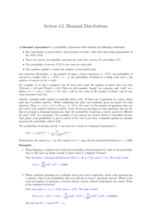 Section 4.2, Binomial Distributions