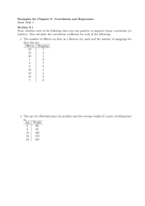 Examples for Chapter 9– Correlation and Regression Math 1040–1 Section 9.1