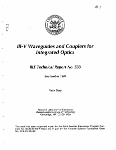 III-V Waveguides and Couplers for Integrated Optics RLE  Technical Report No. 533