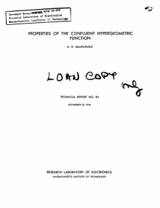 PROPERTIES  OF  THE  CONFLUENT  HYPERGEOMETRIC FUNCTION ;oo¼