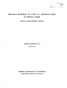 Breakdown of a  Gas  in  a ... of  Arbitrary  Length Microwave Cavity