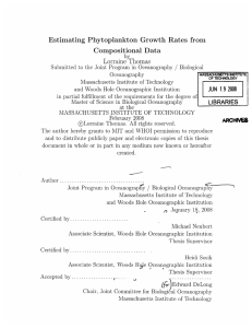 Estimating  Phytoplankton  Growth  Rates  from MASSACHUETTS