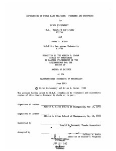 PROBLEMS AND PROSPECTS COFINANCING OF WORLD BANK PROJECTS: by MIREN ;TCHEVERRY