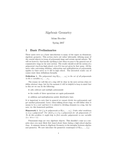 Algebraic Geometry 1 Basic Preliminaries Adam Boocher