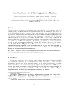 Phase Transitions for Greedy Sparse Approximation Algorithms Jeffrey D. Blanchard