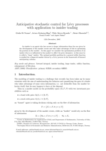 Anticipative stochastic control for L´evy processes with application to insider trading