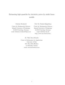 Estimating high quantiles for electricity prices by stable linear models