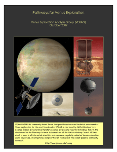 Pathways for Venus Exploration  Venus Exploration Analysis Group (VEXAG) October 2009