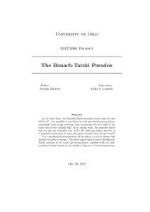 The Banach-Tarski Paradox University of Oslo MAT2000 Project Author: