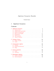 Algebraic Geometry Buzzlist 1 Algebraic Geometry Contents