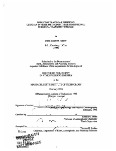 DEDUCING TRACE GAS  EMISSIONS MODELS Dana Elizabeth Hartley