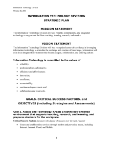 INFORMATION TECHNOLOGY DIVISION STRATEGIC PLAN  MISSION STATEMENT