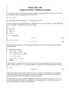 Math 2250 - 002 Improved Euler's Method in Maple
