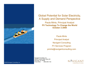 Global Potential for Solar Electricity, A Supply and Demand Perspective