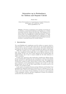 Saturation up to Redundancy for Tableau and Sequent Calculi Martin Giese