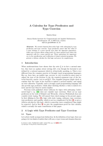 A Calculus for Type Predicates and Type Coercion Martin Giese