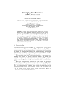 Simplifying Transformations of OCL Constraints Martin Giese and Daniel Larsson