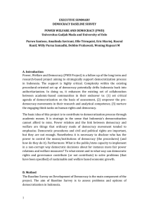 EXECUTIVE SUMMARY DEMOCRACY BASELINE SURVEY POWER WELFARE AND DEMOCRACY (PWD)