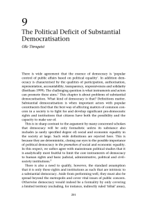 9 The Political Deficit of Substantial Democratisation Olle Törnquist