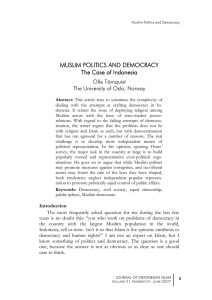MUSLIM POLITICS AND DEMOCRACY The Case of Indonesia Olle Törnquist