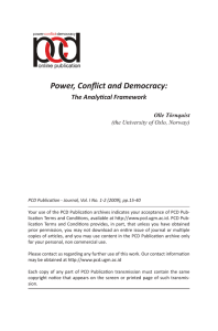 Power, Confl ict and Democracy: The AnalyƟ cal Framework Olle Törnquist