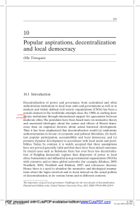 10 Popular aspirations, decentralization and local democracy Olle Törnquist