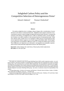 Subglobal Carbon Policy and the Competitive Selection of Heterogeneous Firms ∗