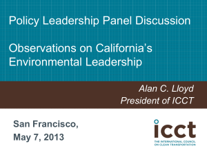 Policy Leadership Panel Discussion  Observations on California’s Environmental Leadership