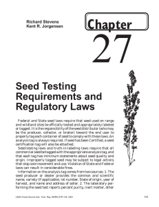 27 Chapter Seed Testing Requirements and