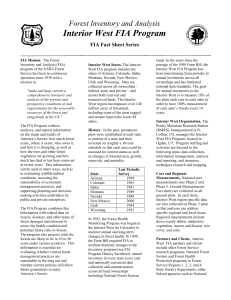 Interior West FIA Program Forest Inventory and Analysis FIA Fact Sheet Series