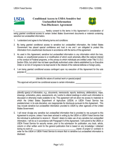 Conditional Access to USDA Sensitive but Unclassified Information Non-Disclosure Agreement