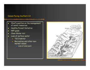 Issues Facing Southern CA Chief’s position on the management of water resources