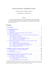 Macroeconometric modelling for policy Gunnar Bårdsen and Ragnar Nymoen