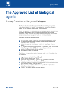 The Approved List of biological agents Advisory Committee on Dangerous Pathogens