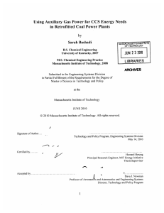 Using  Auxiliary  Gas  Power for CCS  Energy... in Retrofitted  Coal  Power  Plants Sarah Bashadi 3