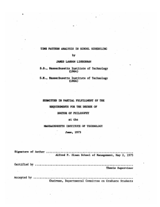 SCHOOL  SCHEDULING S.B.,  Massachusetts  Institute of  Technology (1964)
