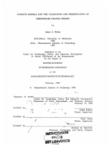 CLIMATE  MODELS  AND  THE  VALIDATION ... GREENHOUSE  CHANGE  THEORY by 1983