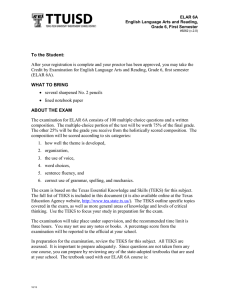 After your registration is complete and your proctor has been... Credit by Examination for English Language Arts and Reading, Grade... To the Student: