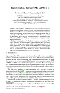 Transformations Between UML and OWL-S Roy Grønmo , Michael C. Jaeger