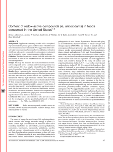 Content of redox-active compounds (ie, antioxidants) in foods