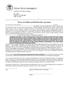 Waiver of Liability and Hold Harmless Agreement