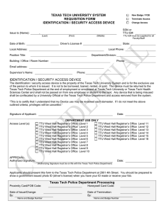 TEXAS TECH UNIVERSITY SYSTEM REQUISITION FORM IDENTIFICATION / SECURITY ACCESS DEVICE