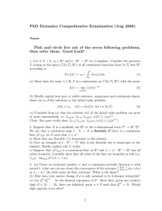 PhD Dynamics Comprehensive Examination (Aug 2008)