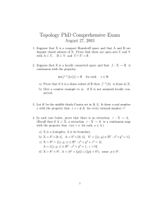 Topology PhD Comprehensive Exam August 27, 2003
