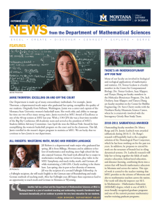 NEWS Department of Mathematical Sciences from the