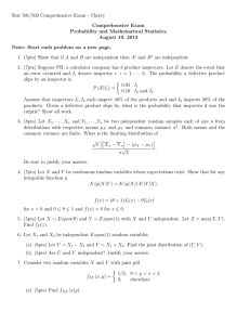 Stat 501/502 Comprehensive Exam - Cherry Comprehensive Exam Probability and Mathematical Statistics