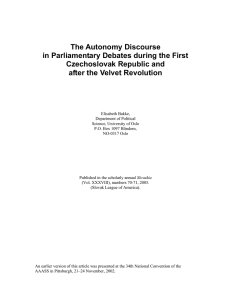 The Autonomy Discourse in Parliamentary Debates during the First Czechoslovak Republic and