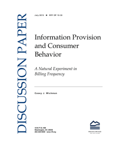 DISCUSSION PAPER Information Provision and Consumer