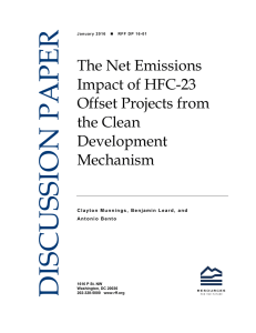 DISCUSSION PAPER The Net Emissions Impact of HFC-23