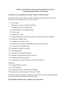 College of Arts &amp; Sciences Tenure and Promotion Dossier Format